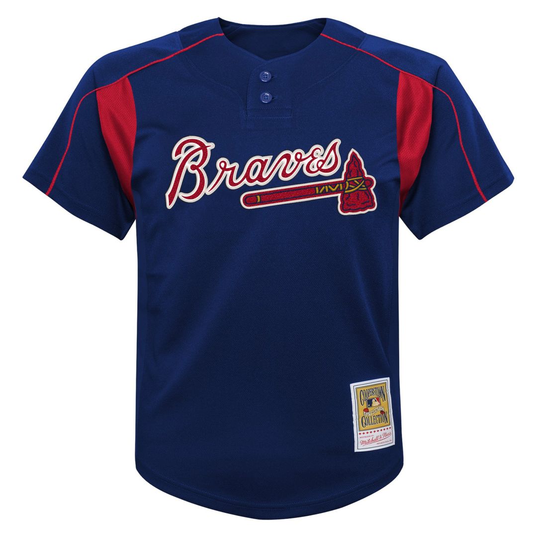 Chipper Jones Atlanta Braves Mitchell & Ness Youth Cooperstown Collection Mesh Batting Practice Jersey - Navy | MLB Fan Gear