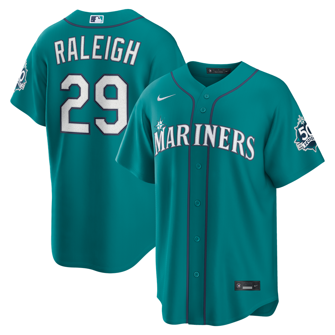 Cal Raleigh Seattle Mariners Nike Alternate 50th Season Patch Stadium Jersey - Teal | MLB Fan Gear