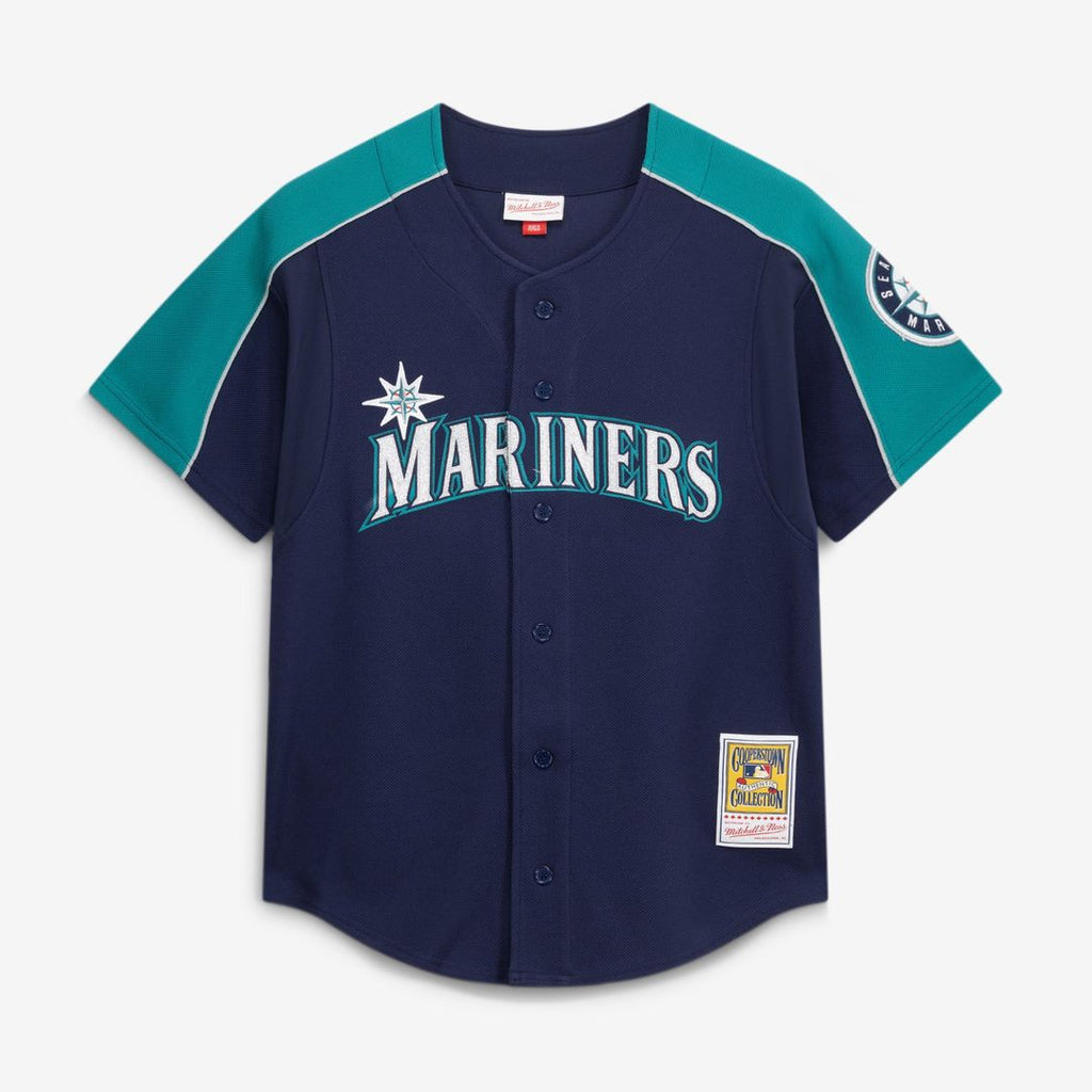 Ichiro Suzuki Seattle Mariners Mitchell & Ness 2006 Cooperstown Mesh Batting Practice Button-Up Jersey - Navy | MLB Fan Gear