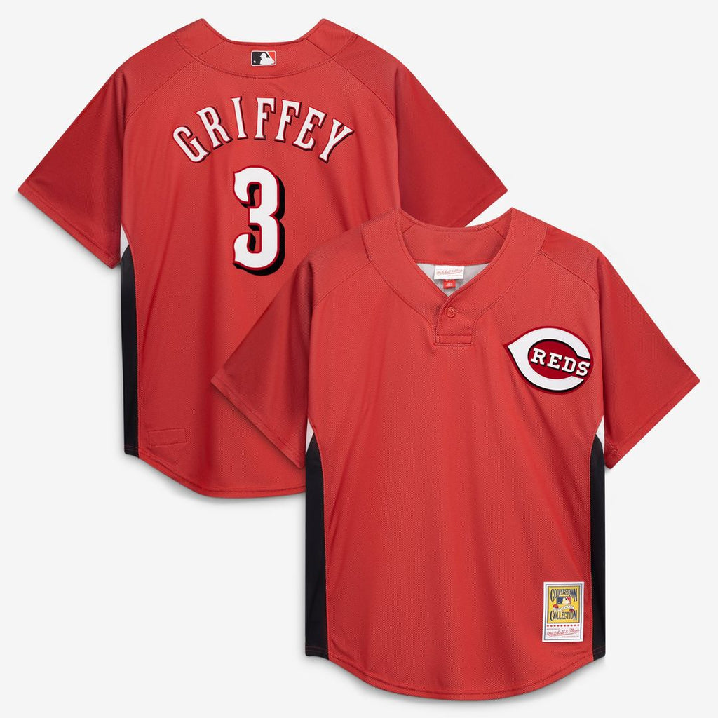 Ken Griffey Jr. Cincinnati Reds Mitchell & Ness Authentic Batting Practice Jersey - Red | MLB Fan Gear