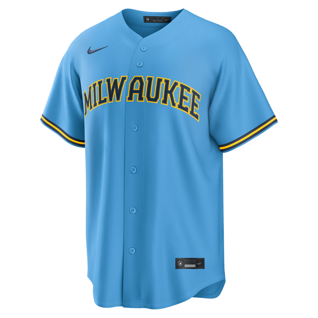 Jackson Chourio Milwaukee Brewers Nike Road Replica Jersey - Light Blue | MLB Fan Gear