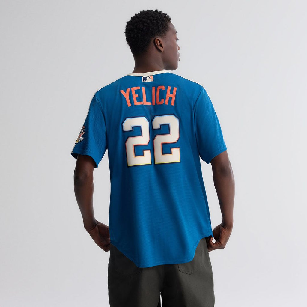 Christian Yelich Milwaukee Brewers Nike 2026 City Connect Stadium Jersey - Mineral Blue | MLB Fan Gear