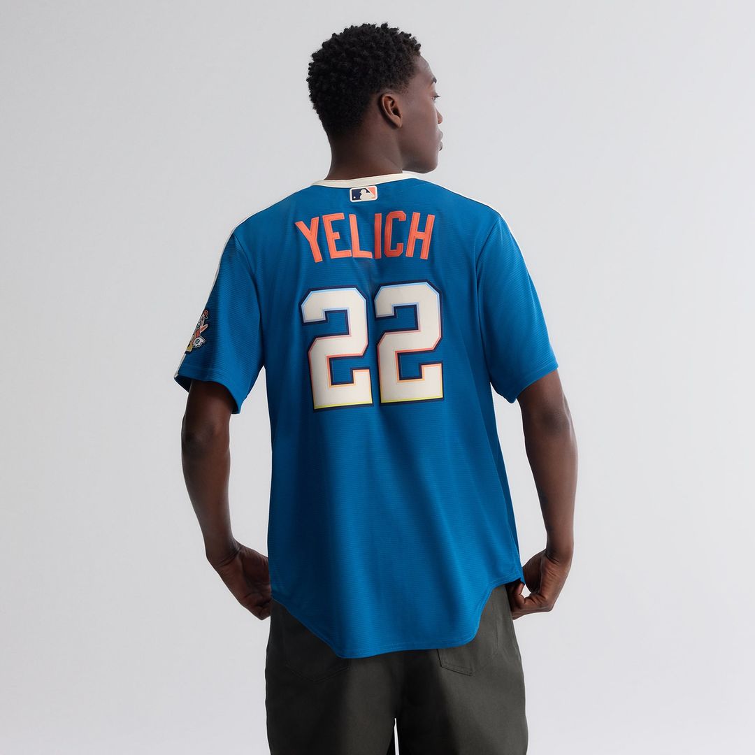 Christian Yelich Milwaukee Brewers Nike 2026 City Connect Stadium Jersey - Mineral Blue | MLB Fan Gear