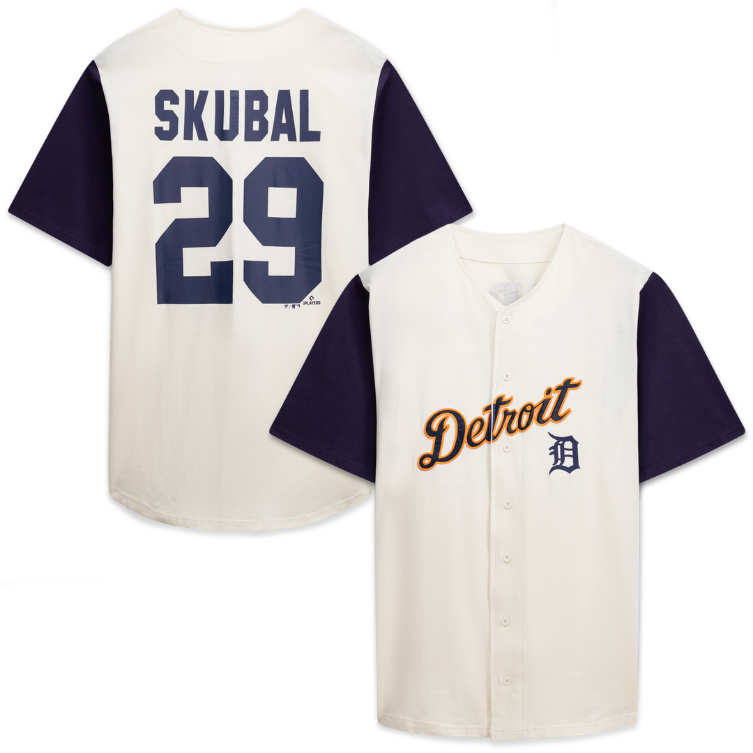 Detroit Tigers Profile Big & Tall Two-Color Fashion Jersey - Cream/ Navy | MLB Fan Gear