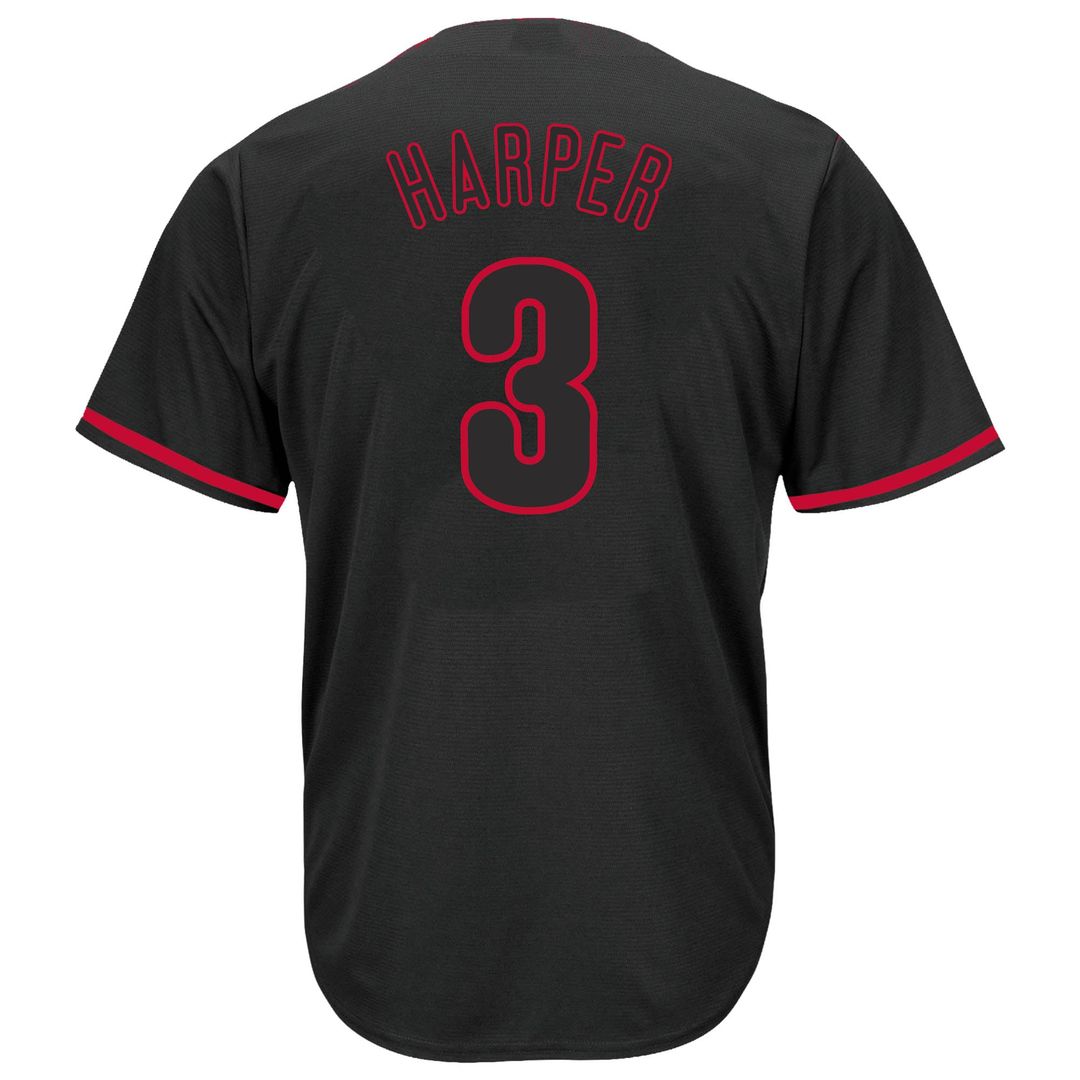 Bryce Harper Philadelphia Phillies Profile Big & Tall Pop Fashion Jersey - Black | MLB Fan Gear