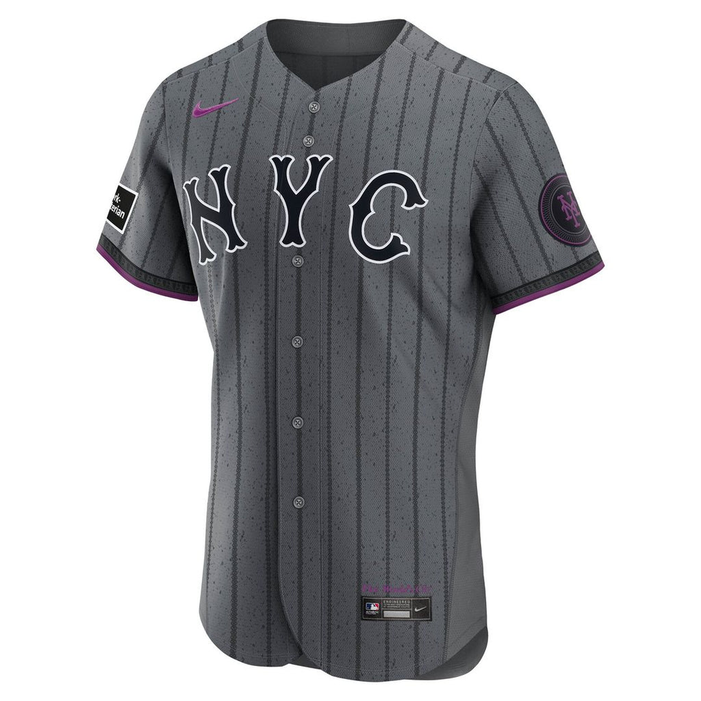 New York Mets Nike City Connect Authentic Sponsor Patch Jersey - Gray | MLB Fan Gear