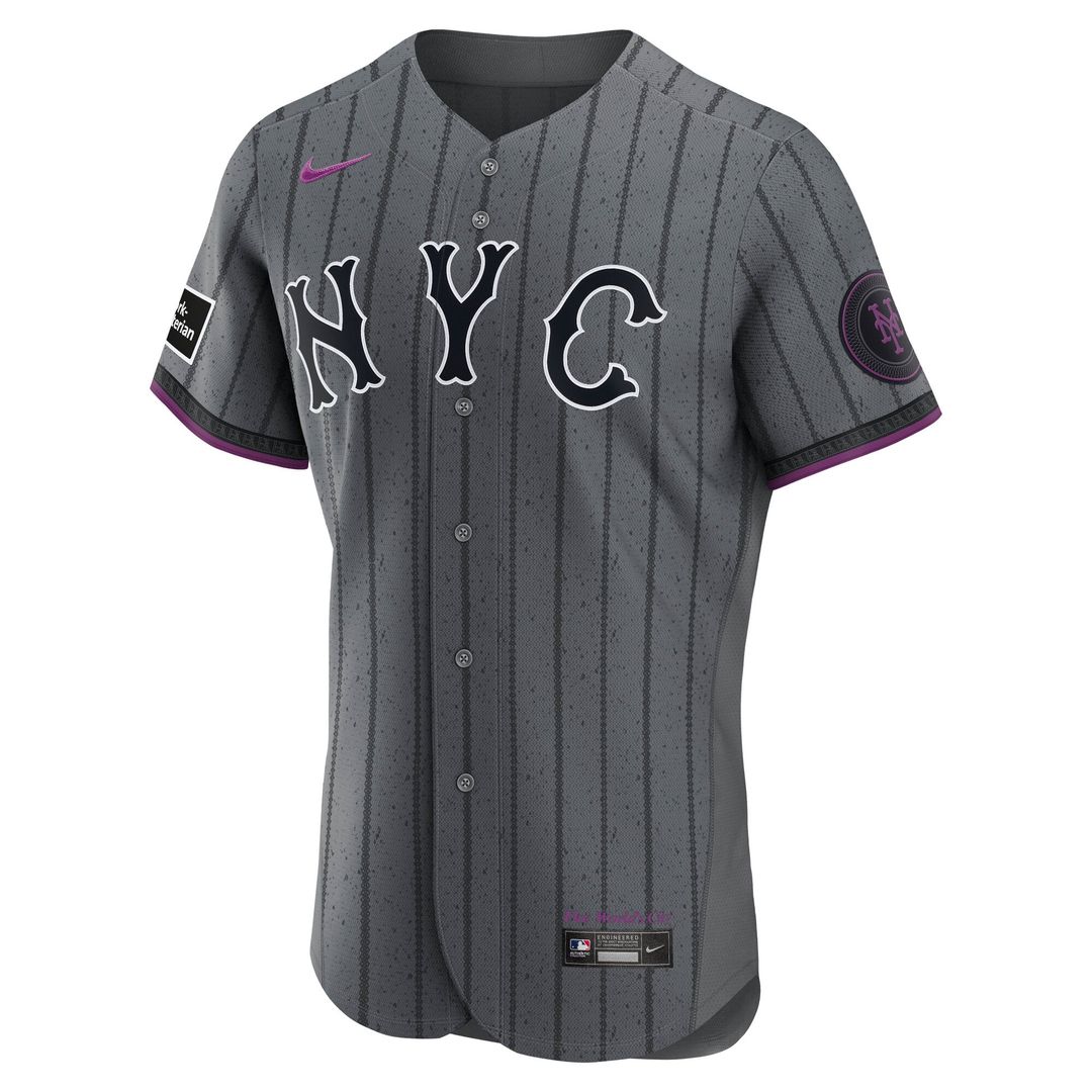 New York Mets Nike City Connect Authentic Sponsor Patch Jersey - Gray | MLB Fan Gear