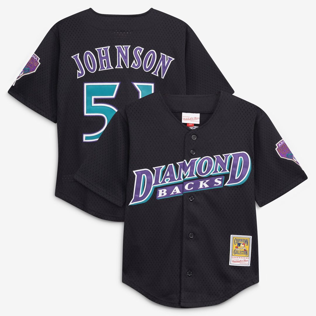 Randy Johnson Arizona Diamondbacks Mitchell & Ness Youth Cooperstown Collection Mesh Batting Practice Jersey - Black | MLB Fan Gear