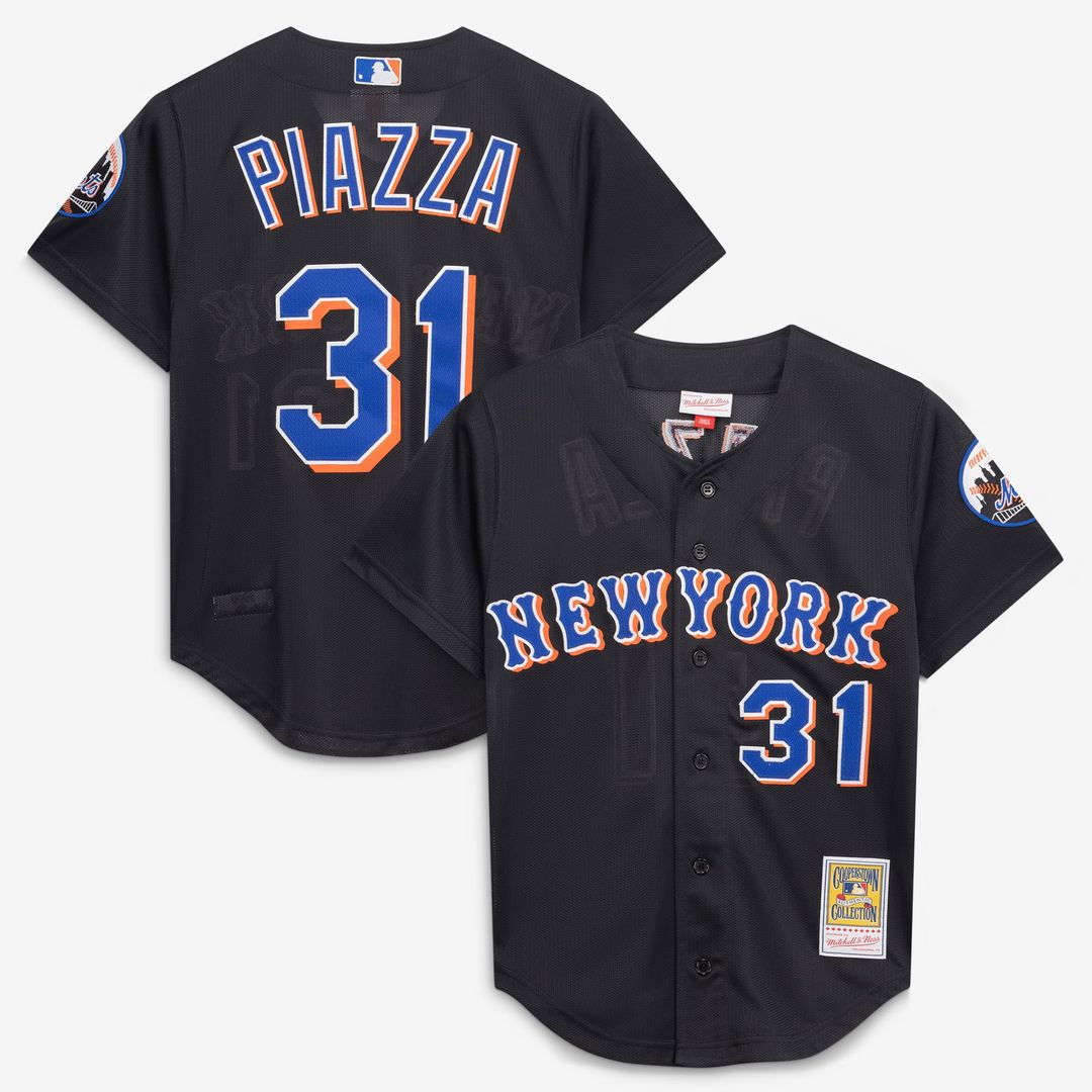 Mike Piazza New York Mets Mitchell & Ness Cooperstown Collection 2000 Batting Practice Jersey - Black | MLB Fan Gear