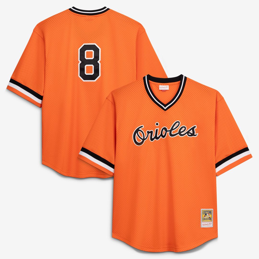 Cal Ripken Jr. Baltimore Orioles Profile Big & Tall Cooperstown Collection Mesh Batting Practice Jersey - Orange | Mitchell & Ness MLB Fan Gear