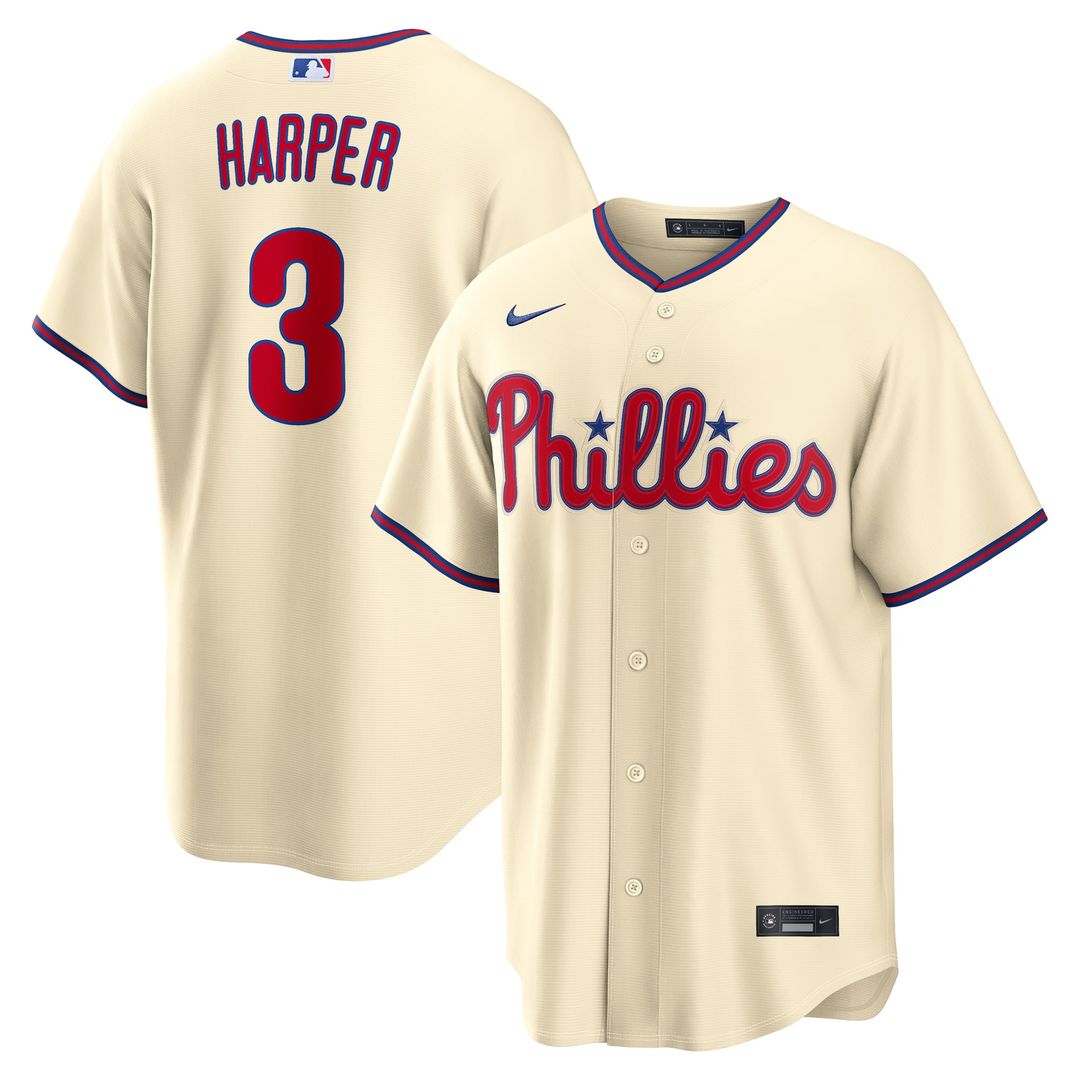 Bryce Harper Philadelphia Phillies Nike Alternate Replica Jersey - Cream | MLB Fan Gear