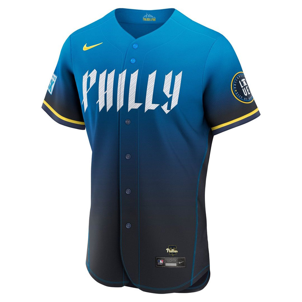Bryce Harper Philadelphia Phillies Nike City Connect Authentic Sponsor Patch Jersey - Blue | MLB Fan Gear
