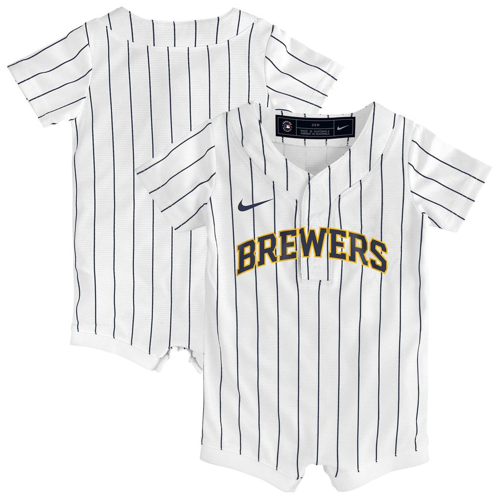 Milwaukee Brewers Nike Newborn & Infant Alternate Replica Romper Jersey - White | MLB Fan Gear