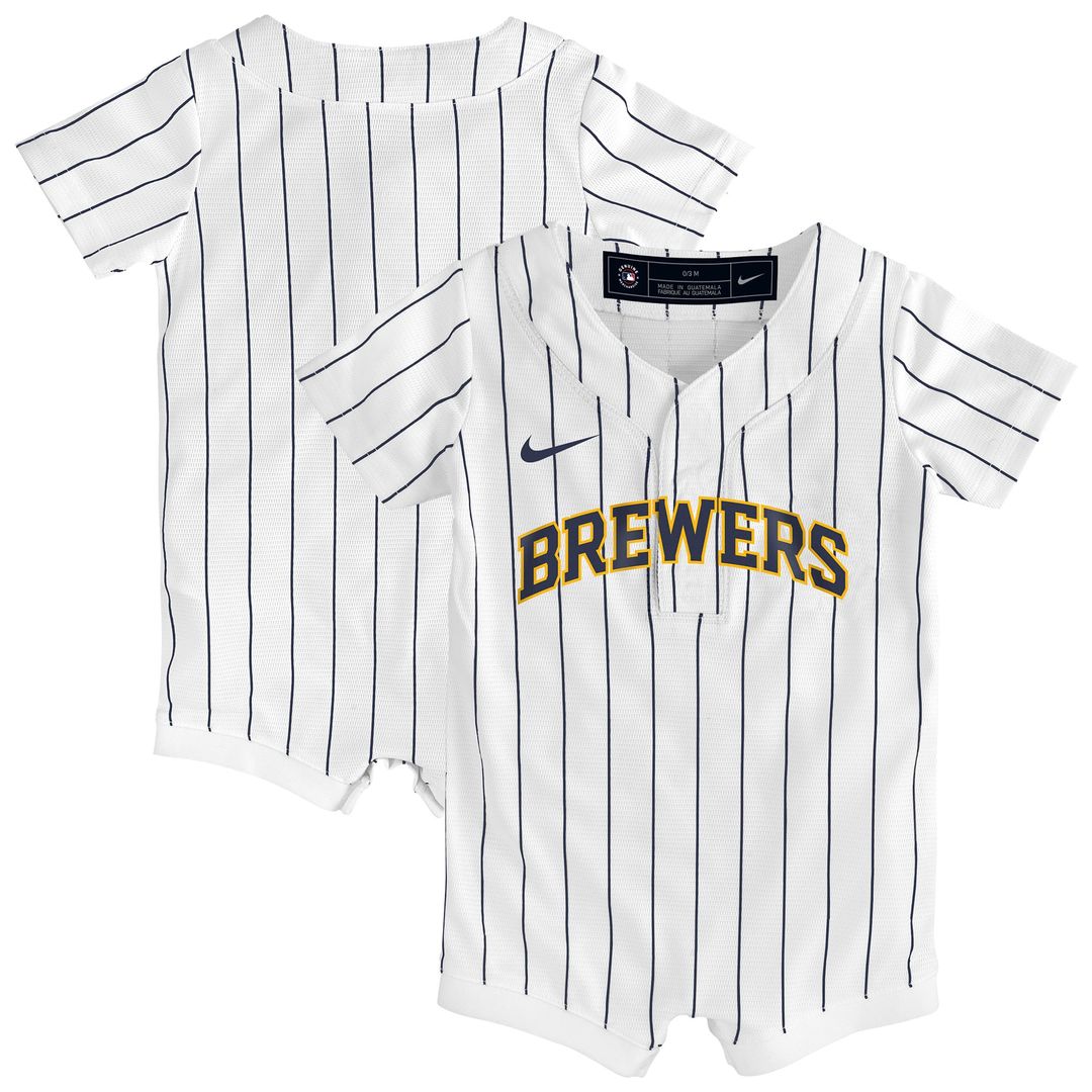 Milwaukee Brewers Nike Newborn & Infant Alternate Replica Romper Jersey - White | MLB Fan Gear