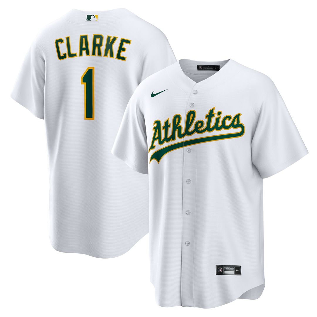 Denzel Clarke Athletics Nike Home Replica Jersey - White | MLB Fan Gear