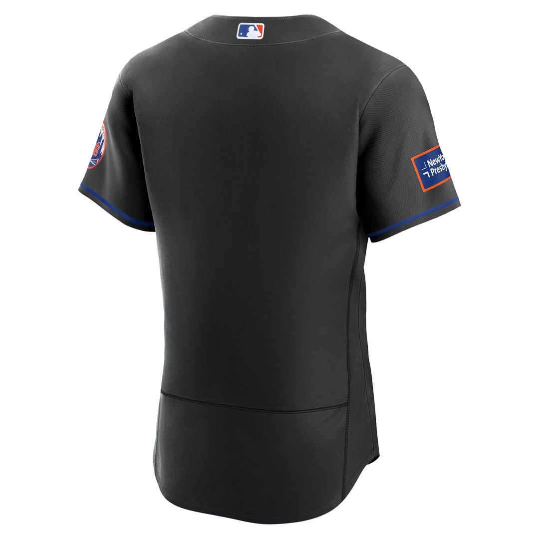 New York Mets Nike Alternate Authentic Sponsor Patch Jersey - Black | MLB Fan Gear