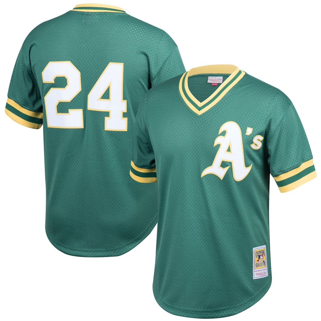 Rickey Henderson Athletics Mitchell & Ness Cooperstown Collection Big & Tall Mesh Batting Practice Jersey - Green | MLB Fan Gear
