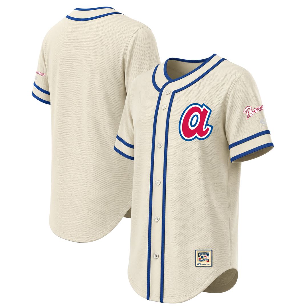 Atlanta Braves Stitches Throwback Fashion Jersey - Natural | MLB Fan Gear