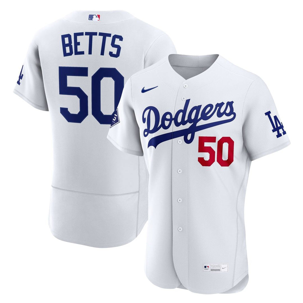 Mookie Betts Los Angeles Dodgers Nike Home Authentic Sponsor Patch Jersey - White | MLB Fan Gear