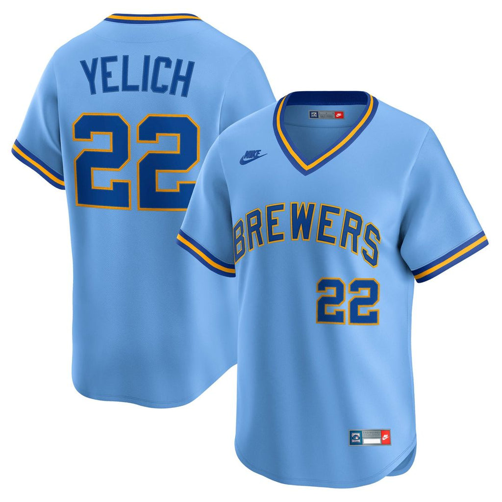 Christian Yelich Milwaukee Brewers Nike Cooperstown Collection Limited Jersey - Powder Blue | MLB Fan Gear