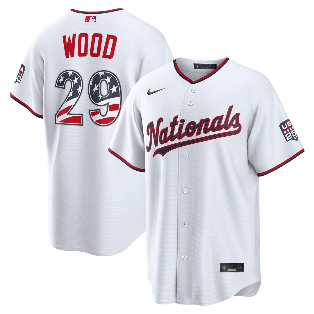 James Wood Washington Nationals Nike USA 250 Fourth of July Home Stadium Jersey - White | MLB Fan Gear