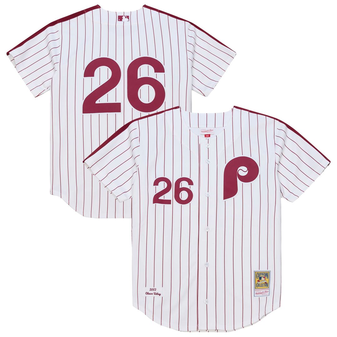 Chase Utley Philadelphia Phillies Mitchell & Ness 2003 Cooperstown Collection Authentic Jersey - White | MLB Fan Gear