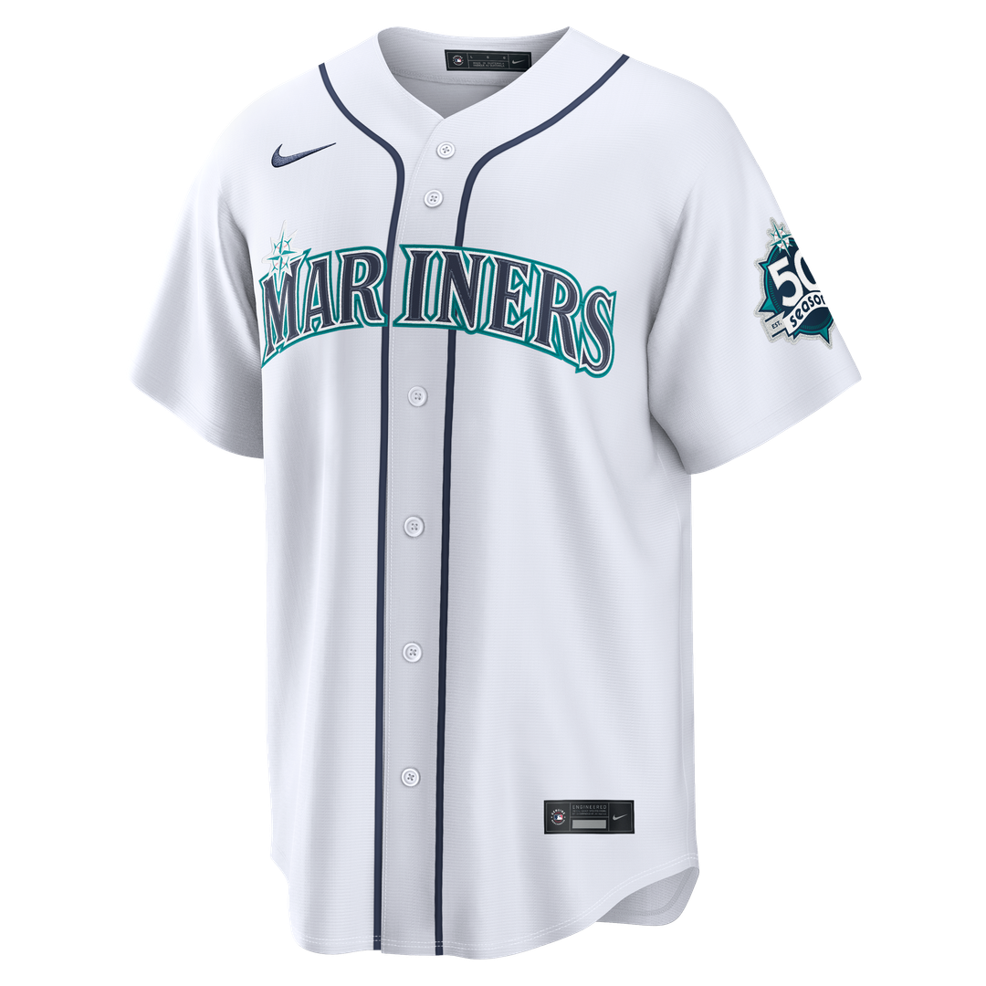 Cal Raleigh Seattle Mariners Nike Home Stadium 50th Season Patch Jersey - White | MLB Fan Gear
