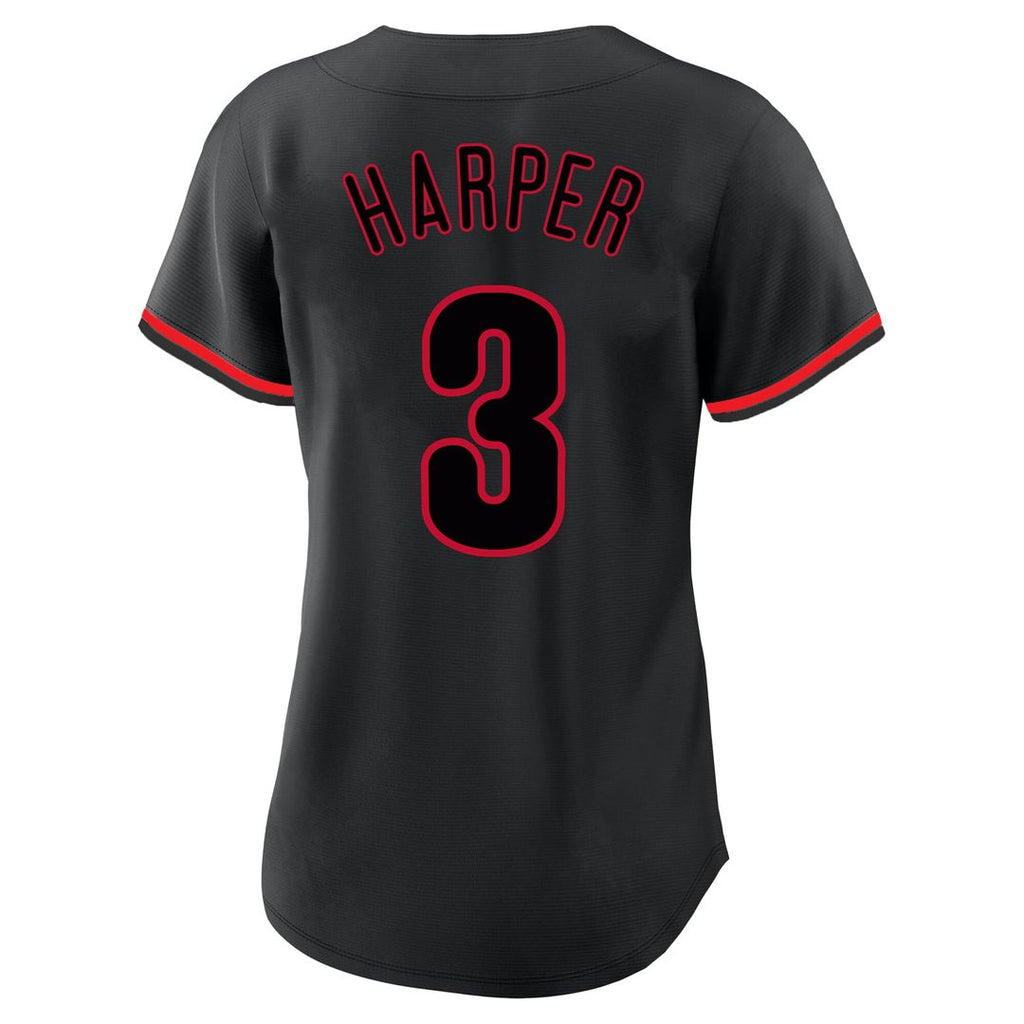 Bryce Harper Philadelphia Phillies Profile Women's Plus Size Player Name & Number Fashion Jersey - Black | MLB Fan Gear