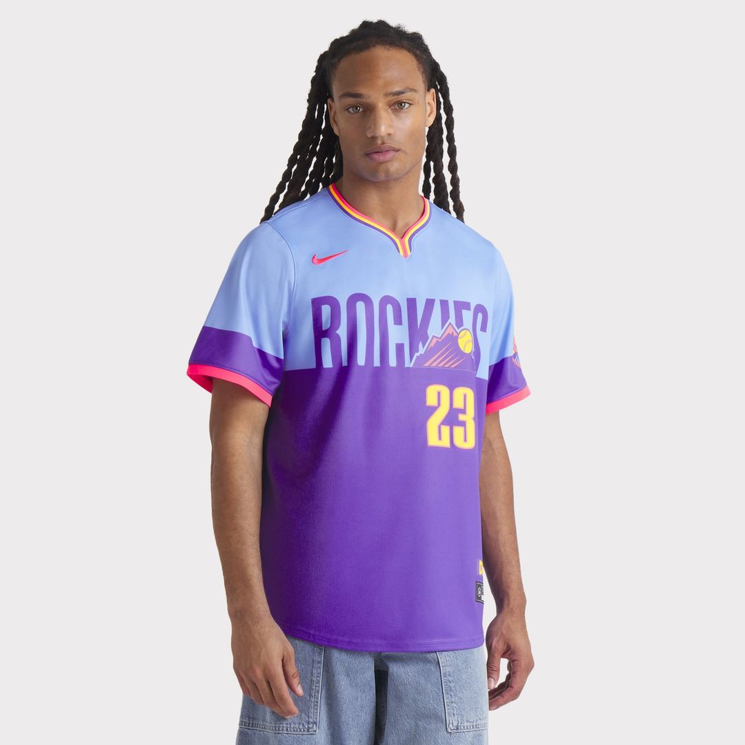 Kris Bryant Colorado Rockies Nike 2025 City Connect Limited Player Jersey - Purple/ Light Blue | MLB Fan Gear